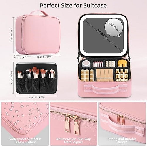 Aurève GlamCase Pro — LED Vanity Makeup Organizer