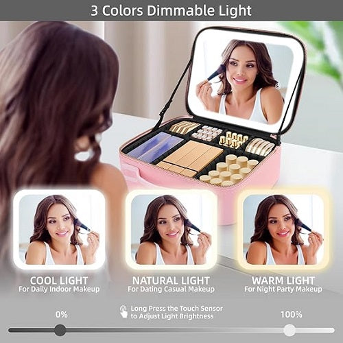 Aurève GlamCase Pro — LED Vanity Makeup Organizer