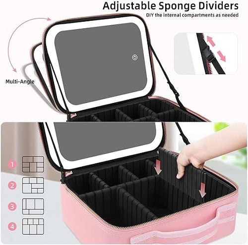 Aurève GlamCase Pro — LED Vanity Makeup Organizer